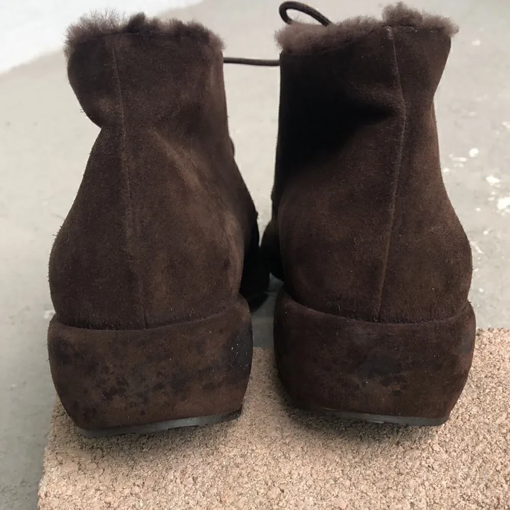 Ferragamo fur lined ankle boots